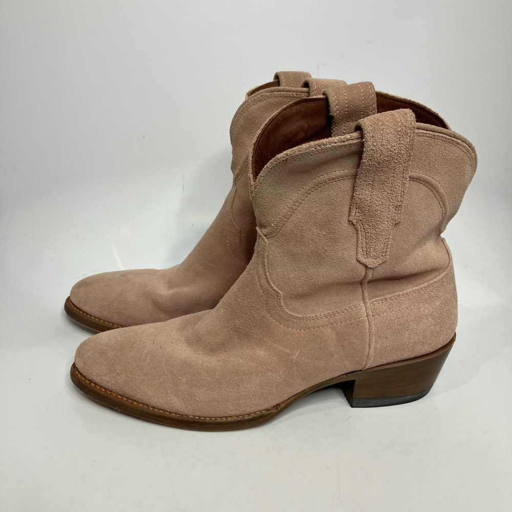 Tecovas Blush Suede Ankle Booties